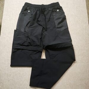 Black Convertible Windbreaker Net Pocket Pants -F